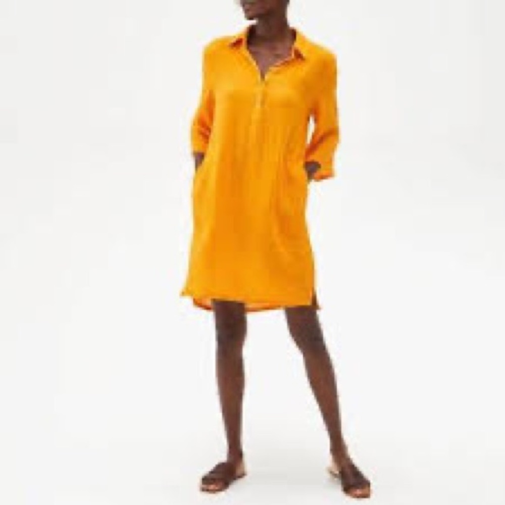 Micheal Stars Double Gauze Cecily Shirt Dress Popover Shirt Dress Saffron XS